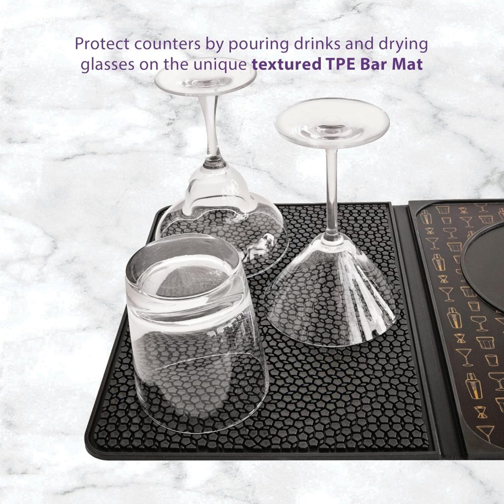 Talisman Designs Original Multi-Use Cocktail Bar Mat for Countertop | 9 x 12 | Black | Versatile Bar Spill Mat | Slice  Prep Cutting Board | Non-Slip Work Surface | Home Bar Accessory