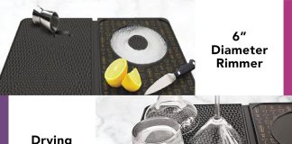 talisman designs original multi use cocktail bar mat for countertop 9 x 12 black versatile bar spill mat slice prep cutt 4