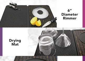 talisman designs original multi use cocktail bar mat for countertop 9 x 12 black versatile bar spill mat slice prep cutt 4