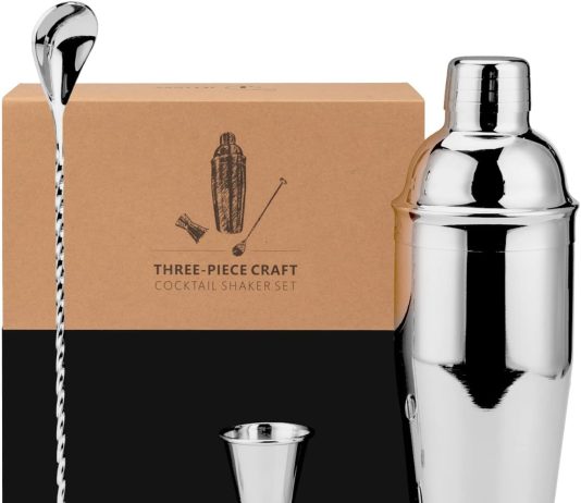 cocktail shaker set 3 piece mixology bartender kit with 24 oz shaker mixing spoon jigger gift box premium martini shaker