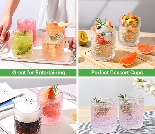 hobnail drinking glasses set of 612oz vintage glassware embossed vintage water cups cocktail glasses juice glasses 3
