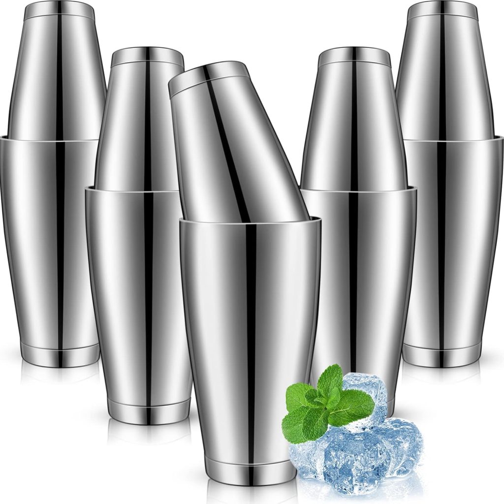 10 Pcs Cocktail Shaker Tin Set, Professional Bar Shaker Boston Cocktail Shakers, Weighted Shake Can, Stainless Steel Martini Shaker Drink Mixer Basic Tools for Bartending and Home Bar - 18oz  28oz