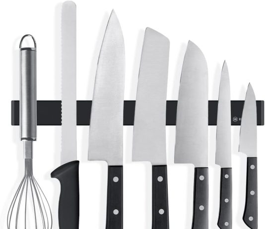 richray 12 inch knife magnetic strip no drilling kitchen knife magnetic holder for wall kitchen accessories organizer ba