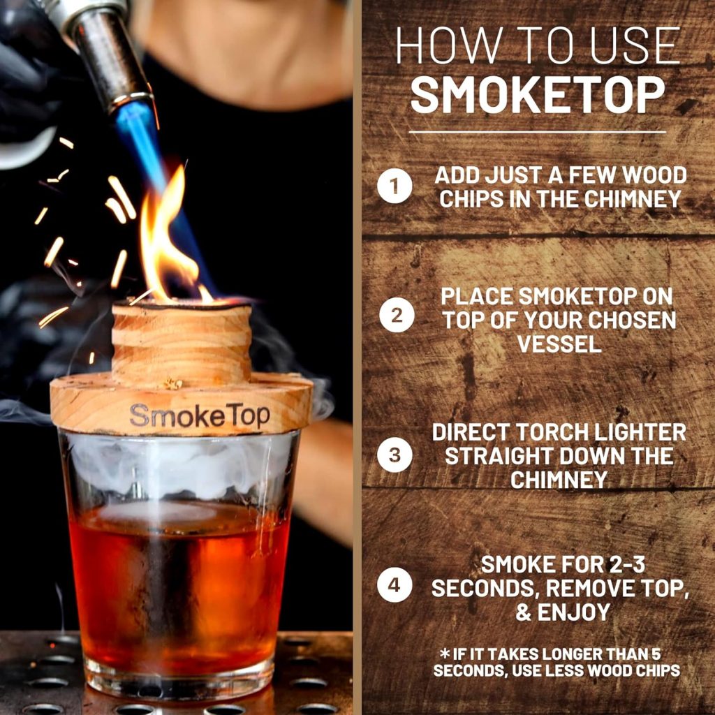 SmokeTop Cocktail Smoker Kit - Old Fashioned Chimney Drink Smoker for Cocktails, Whiskey,  Bourbon With Sample Pack Of Wood Chips - by Middleton Mixology