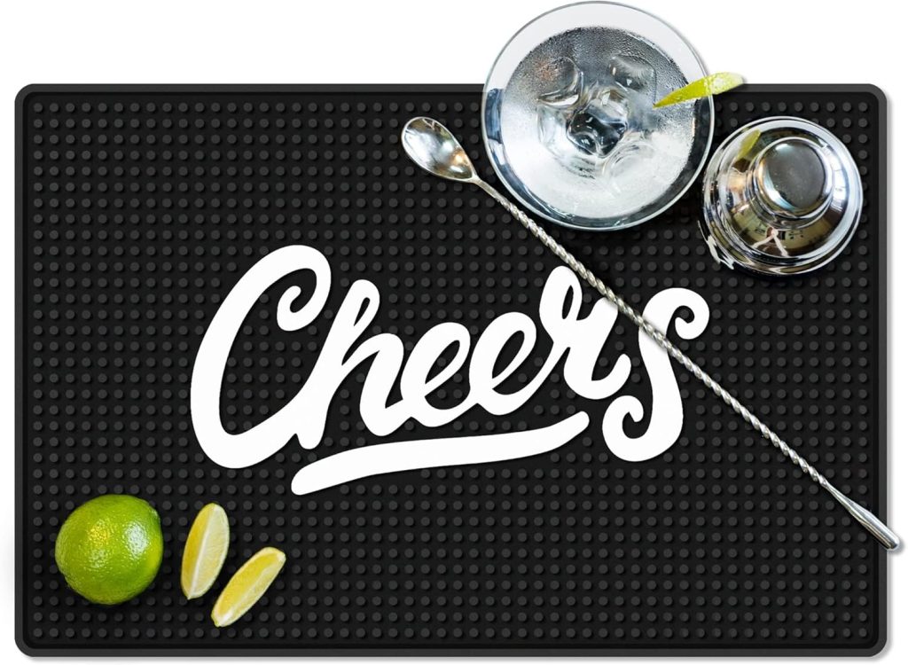 Cheers Bar Mat for Countertop Perfect Bar Decor - Ideal for Bartending  Home Bar Spill-Proof, Durable, Non-Slip Rubber Bar Mat - Large Size 18x12 - Bar Mats for Home Bar - Thick Rubber Mat