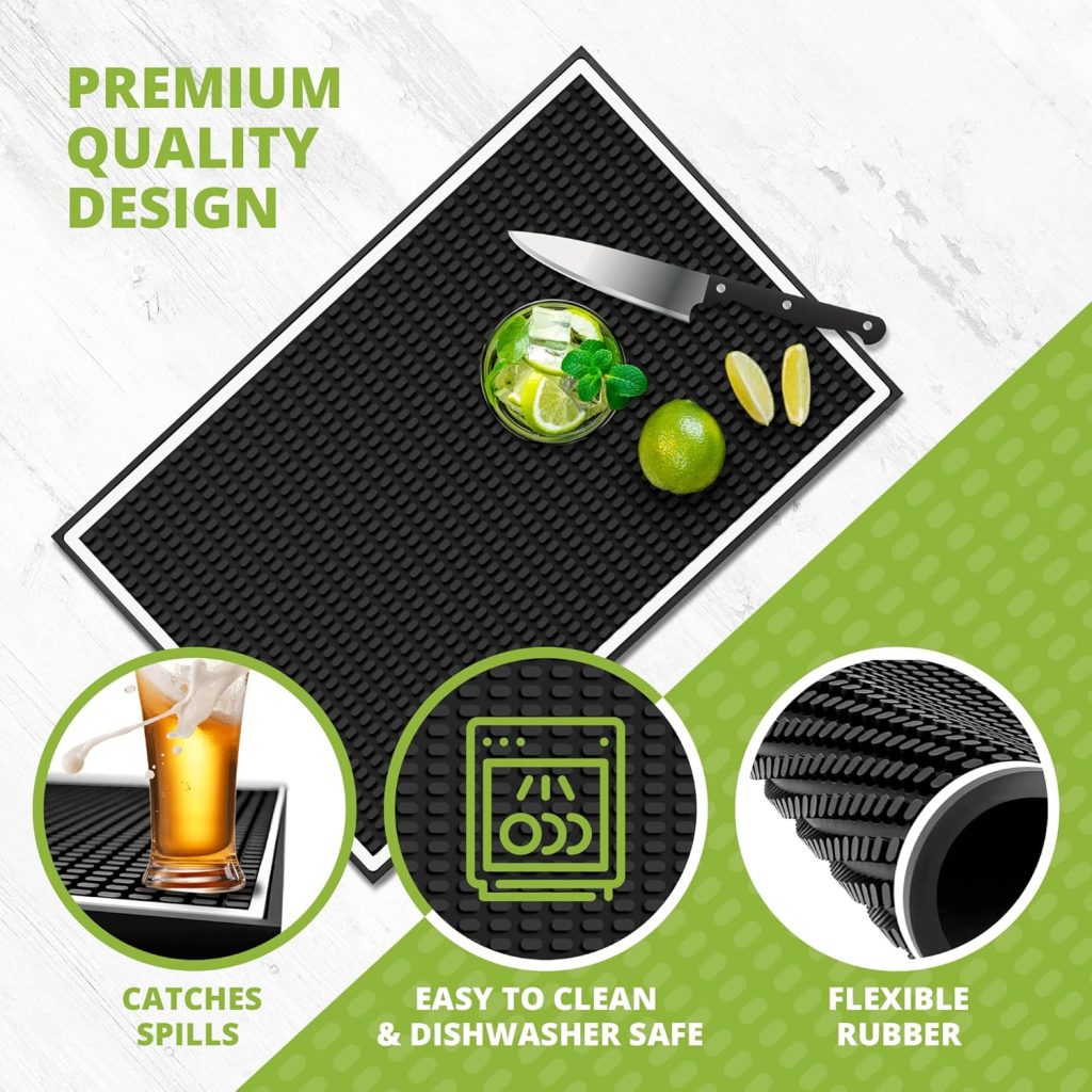 Cheers Bar Mat for Countertop Perfect Bar Decor - Ideal for Bartending  Home Bar Spill-Proof, Durable, Non-Slip Rubber Bar Mat - Large Size 18x12 - Bar Mats for Home Bar - Thick Rubber Mat