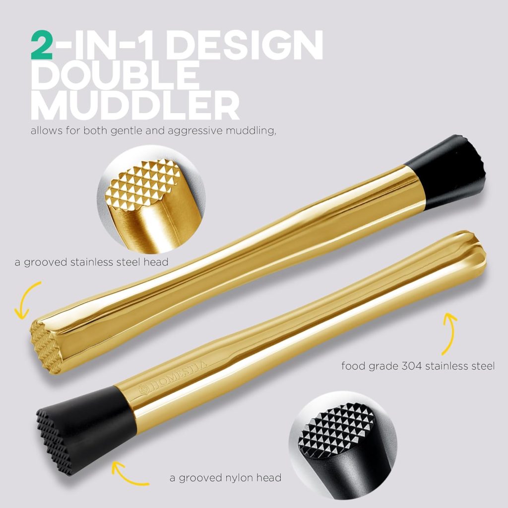 Homestia Cocktail Shaker Set Mixology Bartender Kit for Drink Mixing, Mixology Set with 11Pcs Stainless Steel Bar Set Tools Cocktail Kit, Housewarming Gift (Gold)