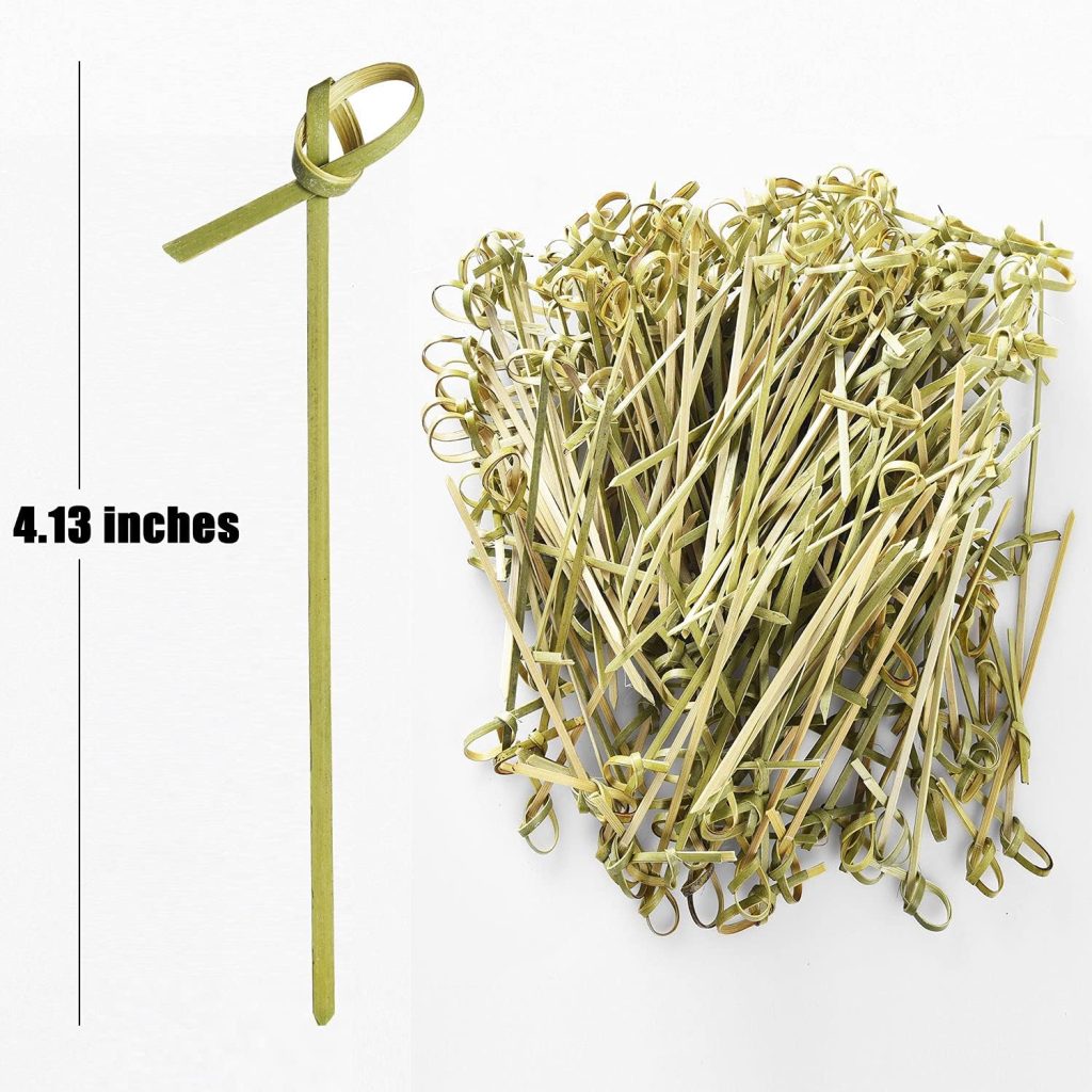 ALINK 300 PCS Fancy Bamboo Cocktail Picks, Knot Toothpick Skewers for Appetizer, Drinks, Food, Charcuterie Accessories, Parties - 4.1 inch