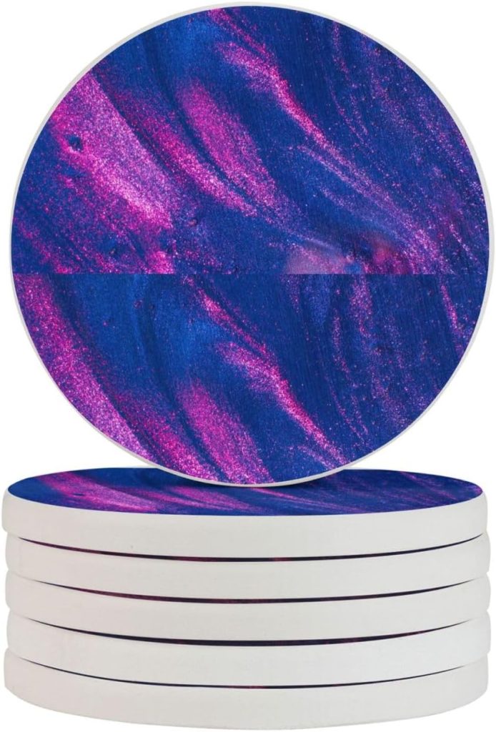 Drink Coasters Set of 6 Diatomaceous Earth Coasters Tabletop Protection Coasters for All Kinds of Cups Home Living Room Decor Aesthetic (Navy Blue and White Stripes)
