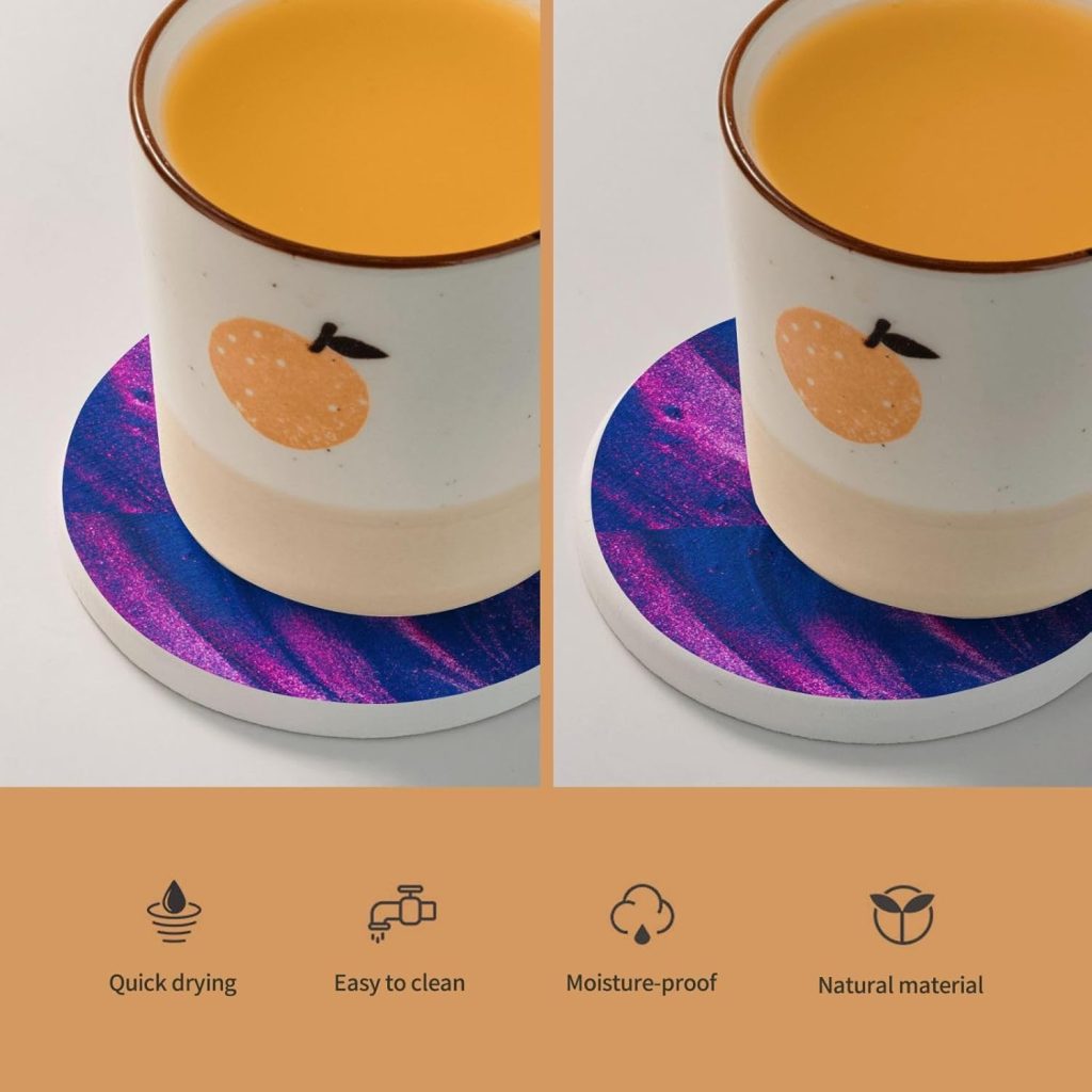 Drink Coasters Set of 6 Diatomaceous Earth Coasters Tabletop Protection Coasters for All Kinds of Cups Home Living Room Decor Aesthetic (Navy Blue and White Stripes)