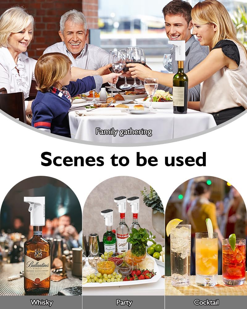 Smart Digital Wine Dispenser  Electric Aerator with Auto Stop, 1-999ML Quantitative Pour  Hands-Free Sensor for Wine, Whiskey, Spirits - Ideal Gift for Men, Dad, Him, Wine Enthusiasts (Red)