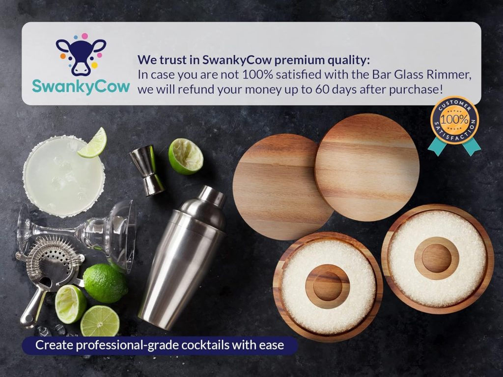 2x Acacia Wood Cocktail Rimmer - Margarita Salt Rimmer, 6.30 Diameter - Home Bar Accessories for Salt  Sugar