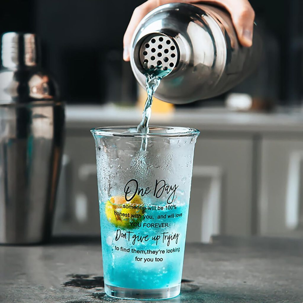 6-Piece Cocktail Shaker Set 24oz Shaker Strainer Muddler Jigger Mixing Spoon Pour Spout Bartender Kit Stainless Steel Bar Set Housewarming Gift