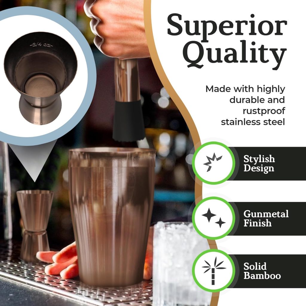 Highball  Chaser Cocktail Shaker Set: Bartender Kit for Home Bar Mixology Cocktail Bar Set Plus E-Book with 30 Recipes