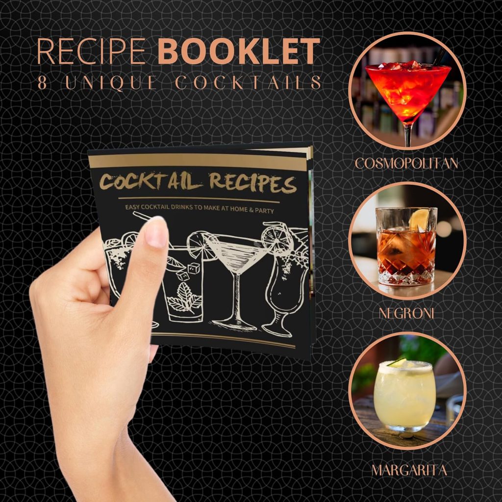 Mixology Bartender Kit – 24 Piece Gold Cocktail Shaker Set w/Stand – Essential Home Bar Accessories Martini Shaker, Jigger, Muddler, Chilling Cubes  More