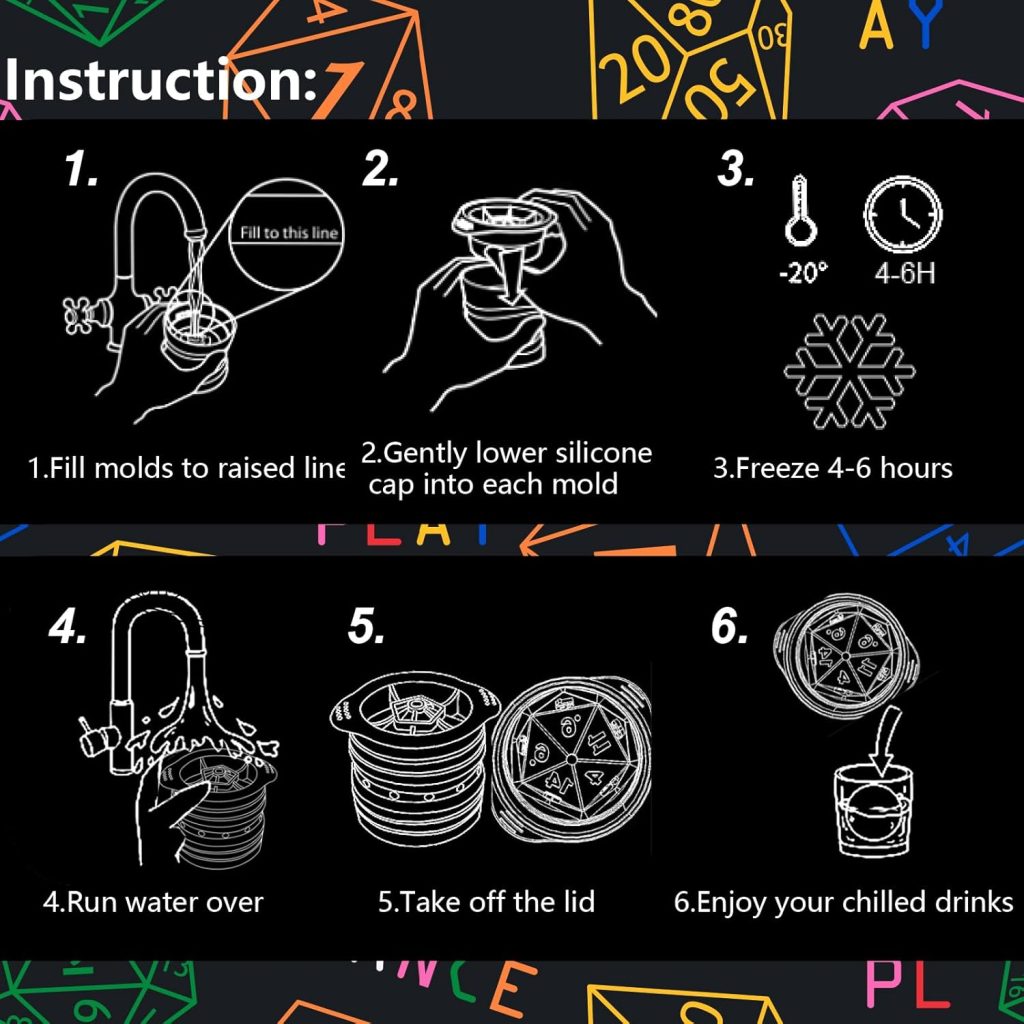 Nax Caki D20 Dice Ice Mold, DND Gamer Gifts for Men Women, Cool Christmas Stocking Stuffers Ideas for Adults TTRGP Lover, Large Silicone DD Accessories Ice Cube Tray for Cocktails,Bourbon,Whiskey