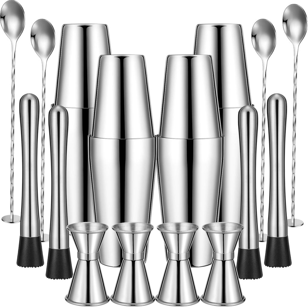 Tessco for You Cocktail Shaker Set, 16 Pcs Stainless Steel Bar Set Including Boston Shaker, Muddler, Double Measuring Jigger, Mixing Spoon, Accessories for Home Bar, Gift for Beginner, Christmas