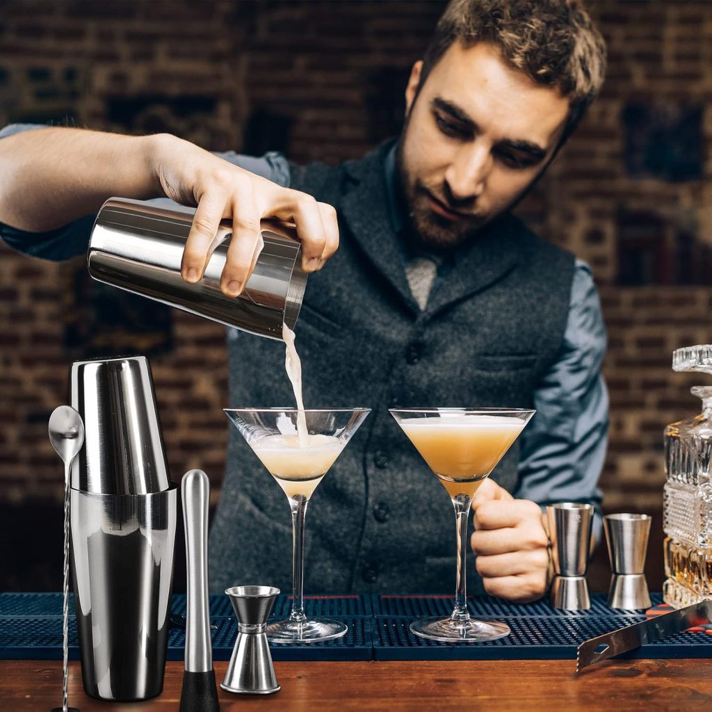 Tessco for You Cocktail Shaker Set, 16 Pcs Stainless Steel Bar Set Including Boston Shaker, Muddler, Double Measuring Jigger, Mixing Spoon, Accessories for Home Bar, Gift for Beginner, Christmas