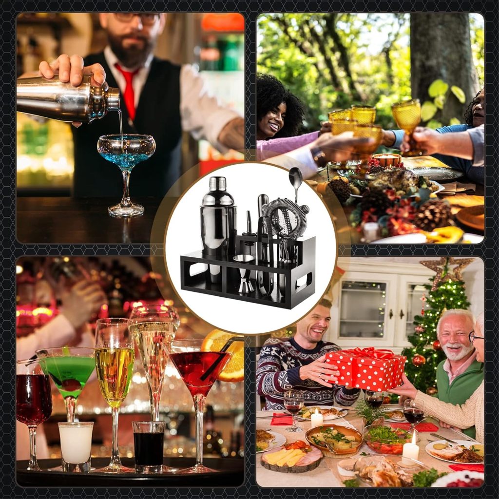 Purism Bartender kit,11 Pieces Home Cocktail Shaker Set with Cocktail Recipes Cards,Bar Tools Stainless Steel Cocktail Shaker Set with Stand,Apply to Home Make Mixed DrinkVarious Cocktails Purism Bartender kit,11 Pieces Home Cocktail Shaker Set with Cocktail Recipes Cards,Bar Tools Stainless Steel Cocktail Shaker Set with Stand,Apply to Home Make Mixed DrinkVarious Cocktails