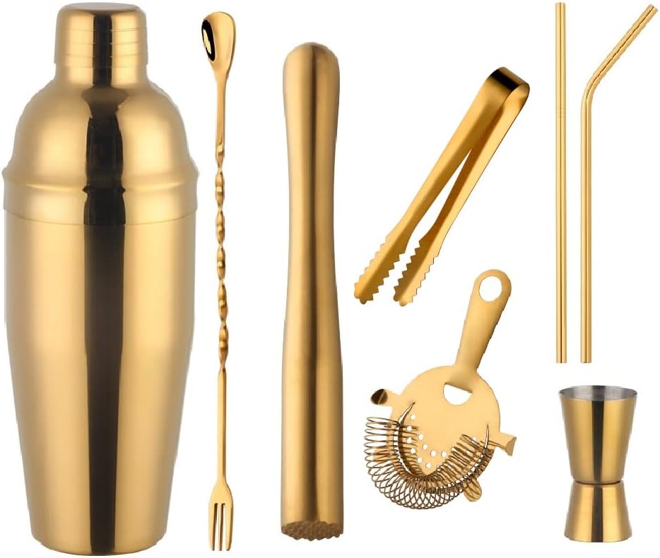 Buyer Star Bar tool set, Gold Martini Shaker,Bartender Kit, Juice Shaker, Fast Cooling Drink,25oz 8-piece Cocktail Shaker Drink Bartender Stick Tool Set Buyer Star Bar tool set, Gold Martini Shaker,Bartender Kit, Juice Shaker, Fast Cooling Drink,25oz 8-piece Cocktail Shaker Drink Bartender Stick Tool Set
