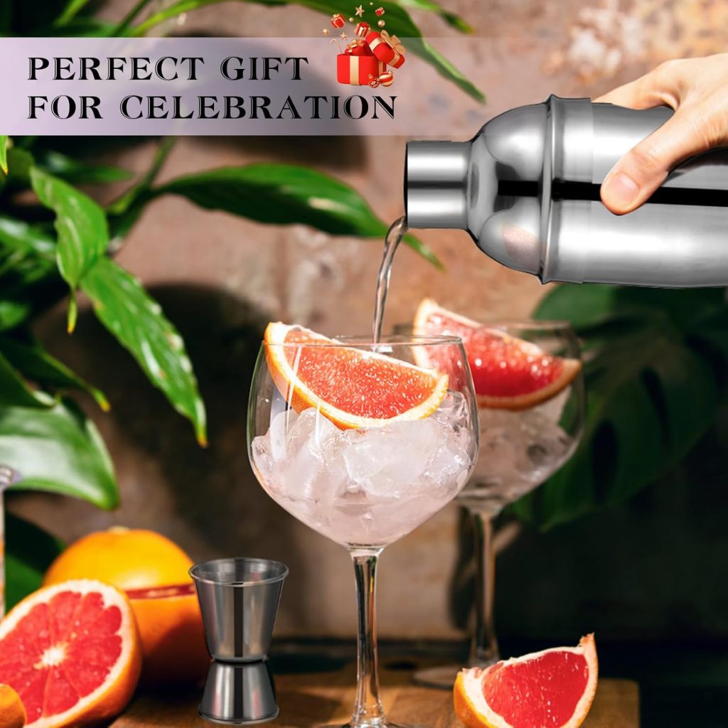 Cocktail Shaker Set, 6-Piece Mixology Bartender Kit Premium Shakers Bartending: Martini Shaker Jigger Mixing Spoon Muddler 2 Pourers Bar Tools Set with Built-in Bartender Strainer for Drink Shaker Cocktail Shaker Set, 6-Piece Mixology Bartender Kit Premium Shakers Bartending: Martini Shaker Jigger Mixing Spoon Muddler 2 Pourers Bar Tools Set with Built-in Bartender Strainer for Drink Shaker