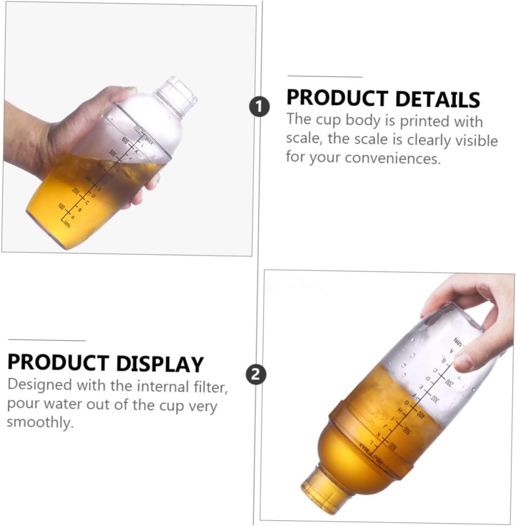 DECHOUS 4pcs Transparent Plastic Cocktail Shaker with Measuring Scale Smooth Pour Design for Home Bar Use for Cocktails Tea and Wine DECHOUS 4pcs Transparent Plastic Cocktail Shaker with Measuring Scale Smooth Pour Design for Home Bar Use for Cocktails Tea and Wine