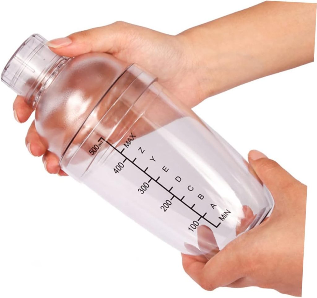 DECHOUS 4pcs Transparent Plastic Cocktail Shaker with Measuring Scale Smooth Pour Design for Home Bar Use for Cocktails Tea and Wine DECHOUS 4pcs Transparent Plastic Cocktail Shaker with Measuring Scale Smooth Pour Design for Home Bar Use for Cocktails Tea and Wine