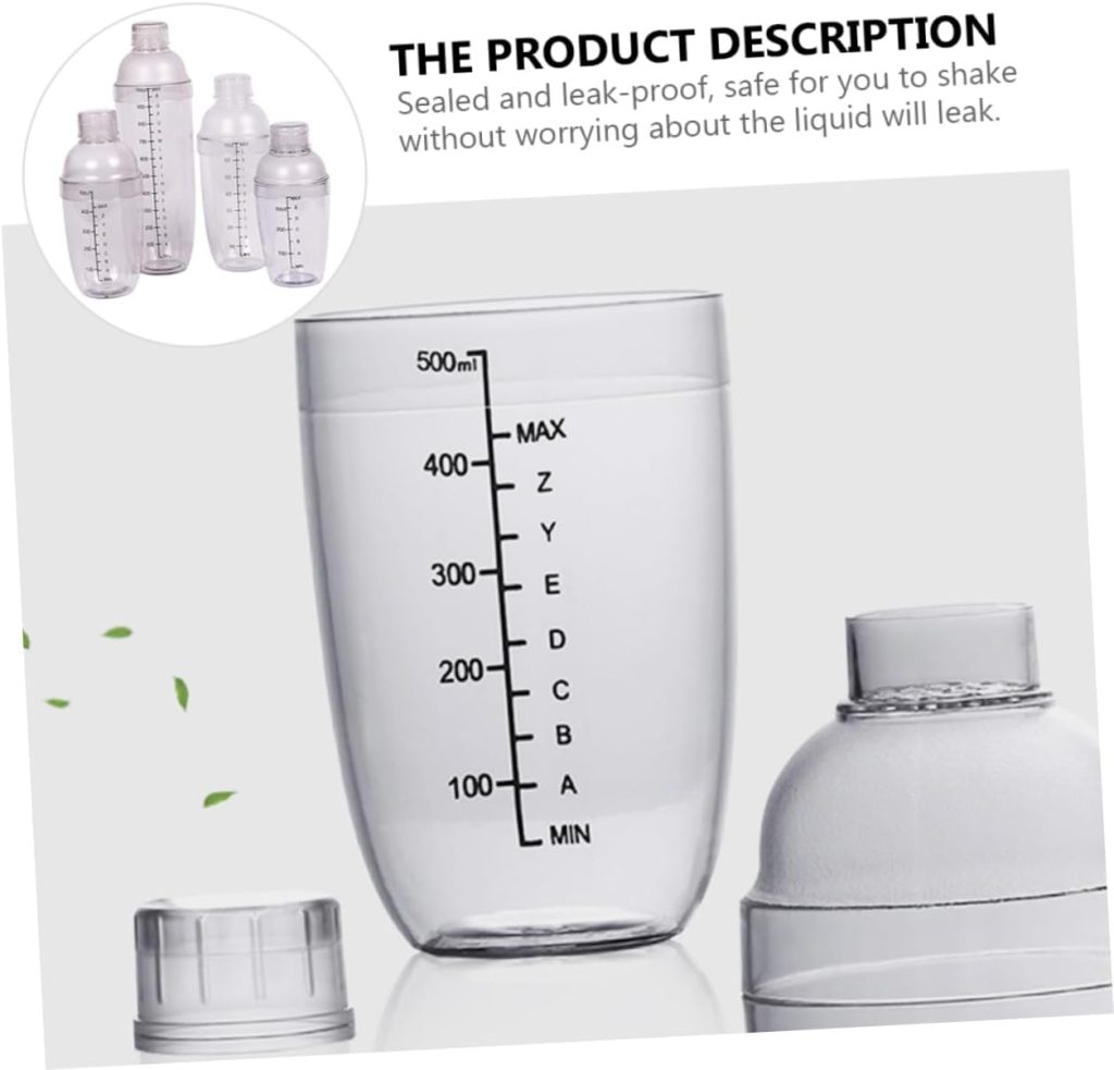 DECHOUS 4pcs Transparent Plastic Cocktail Shaker with Measuring Scale Smooth Pour Design for Home Bar Use for Cocktails Tea and Wine DECHOUS 4pcs Transparent Plastic Cocktail Shaker with Measuring Scale Smooth Pour Design for Home Bar Use for Cocktails Tea and Wine
