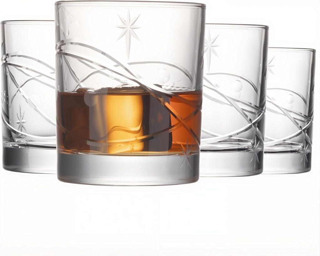 SHOSHIN Premium Hand Cut Whiskey Glasses (13 OZ, Set of 4) - Handmade Double Old Fashioned Scotch Glasses - Gift for Bourbon Lovers - Style Glassware for Rum - 4 Rocks glasses in Gift Box SHOSHIN Premium Hand Cut Whiskey Glasses (13 OZ, Set of 4) - Handmade Double Old Fashioned Scotch Glasses - Gift for Bourbon Lovers - Style Glassware for Rum - 4 Rocks glasses in Gift Box