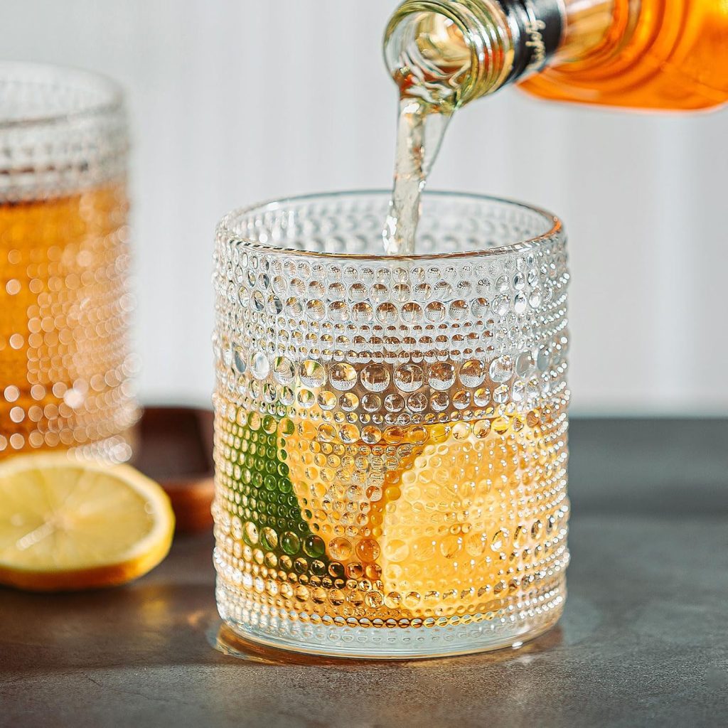 Vintage Drinking Glasses, 13 oz Hobnail Drinking Glasses Set of 2, Includes 2 Glass Straws, Ribbed Glassware, Hobnail Glassware, Whiskey Glasses, Cocktail Glasses, Romantic Highball Glasses Vintage Drinking Glasses, 13 oz Hobnail Drinking Glasses Set of 2, Includes 2 Glass Straws, Ribbed Glassware, Hobnail Glassware, Whiskey Glasses, Cocktail Glasses, Romantic Highball Glasses