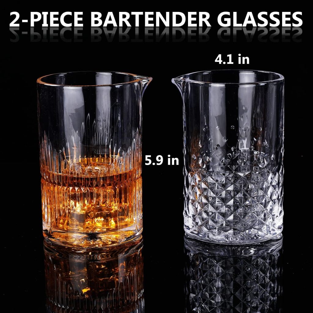 2 Pcs Cocktail Mixing,Crystal Glass Engraved Cocktail Stirring Glasses,24oz Drink Stirring,Thick Weighted Bottom,Professional Bartenders Mixer Glasses,Bar Tools. 2 Pcs Cocktail Mixing,Crystal Glass Engraved Cocktail Stirring Glasses,24oz Drink Stirring,Thick Weighted Bottom,Professional Bartenders Mixer Glasses,Bar Tools.
