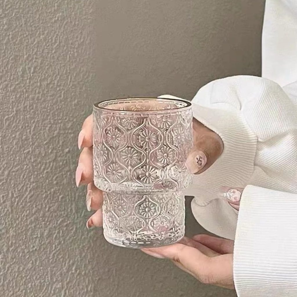AVLA 8 Pack Vintage Drinking Glassware, 7 oz Romantic Water Juice Glass Tumbler Cup, Clear Stackable Coffee Cocktail Bar Drinkware for Beverages, Tea, Milk, Yogurt, Whiskey, Embossed Floral Pattern AVLA 8 Pack Vintage Drinking Glassware, 7 oz Romantic Water Juice Glass Tumbler Cup, Clear Stackable Coffee Cocktail Bar Drinkware for Beverages, Tea, Milk, Yogurt, Whiskey, Embossed Floral Pattern