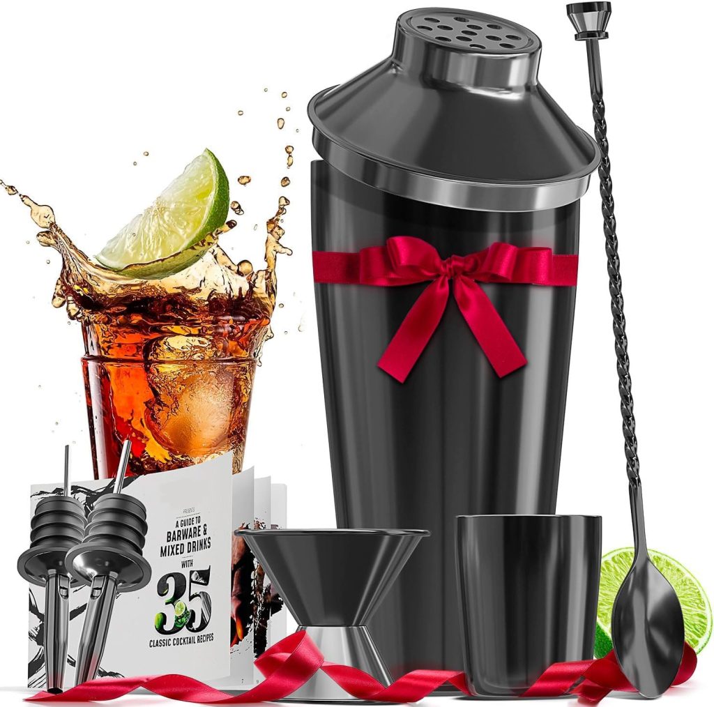 Bar Set Cocktail Shaker Set Bartender Kit, 17 Piece Silver Cocktail Set, Mixology Bartender Kit with Wood Stand, Steel Cocktail Kit, Bar Accessories: 30oz Martini Shaker, Muddler, Cocktail Book More Bar Set Cocktail Shaker Set Bartender Kit, 17 Piece Silver Cocktail Set, Mixology Bartender Kit with Wood Stand, Steel Cocktail Kit, Bar Accessories: 30oz Martini Shaker, Muddler, Cocktail Book More