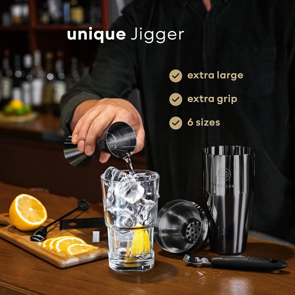 BarDeluxe Bartender Kit, Cocktail Shaker Set, Bar Set | Mixology Kit Bartending (Black),750 ml BarDeluxe Bartender Kit, Cocktail Shaker Set, Bar Set | Mixology Kit Bartending (Black),750 ml