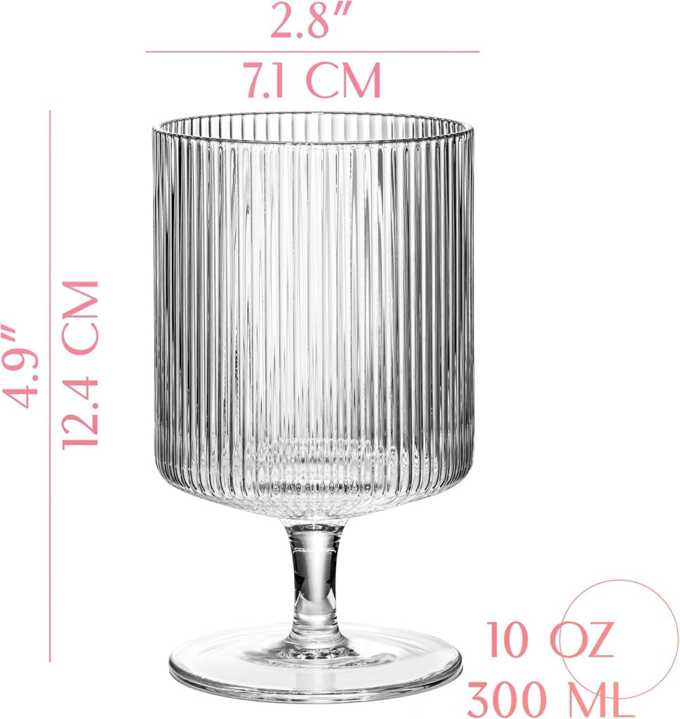 GLASSIQUE CADEAU Vintage Art Deco Ribbed Goblet Cocktail Glasses with Stem | Set of 4 | 10 oz Short Stemmed Crystal Tumblers for Drinking Classic Whiskey, Gin, Vodka Bar Drinks GLASSIQUE CADEAU Vintage Art Deco Ribbed Goblet Cocktail Glasses with Stem | Set of 4 | 10 oz Short Stemmed Crystal Tumblers for Drinking Classic Whiskey, Gin, Vodka Bar Drinks