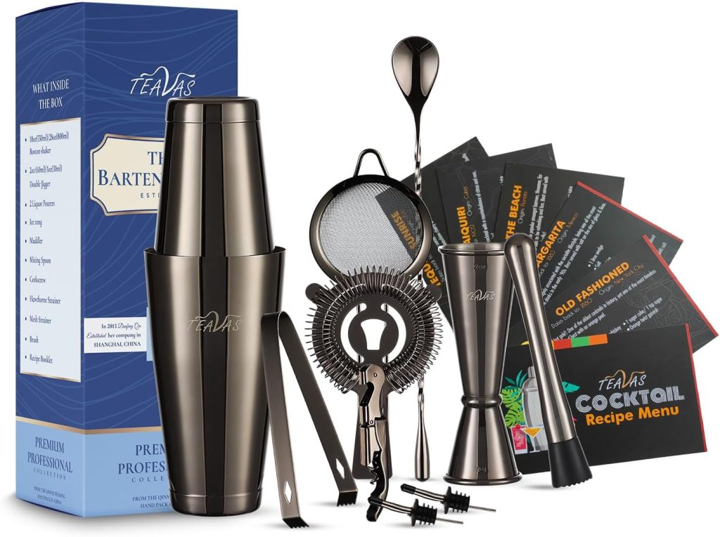 Mixology Black Bartender Kit with Japanese Jigger - 12 Piece Stainless Steel Cocktail Making Tool Set - Boston Shaker, Strainer, Mixer, Spoon Muddler Barware - Anniversary Birthday Gifts Mixology Black Bartender Kit with Japanese Jigger - 12 Piece Stainless Steel Cocktail Making Tool Set - Boston Shaker, Strainer, Mixer, Spoon Muddler Barware - Anniversary Birthday Gifts