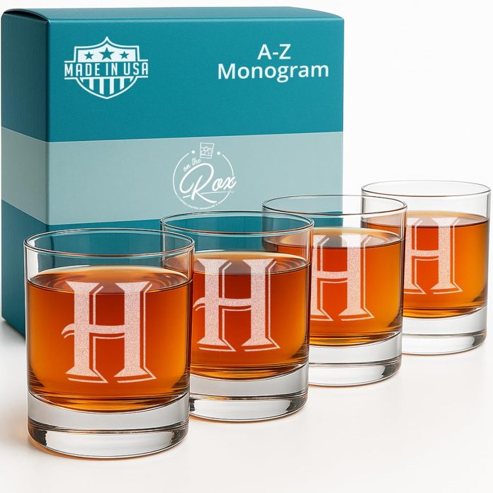 on-the-rox-h-monogram-4-piece-set-of-11-ounce-engraved-heavy-base-rocks-whiskey-bourbon-glasses-elegant-glass-multi-purp