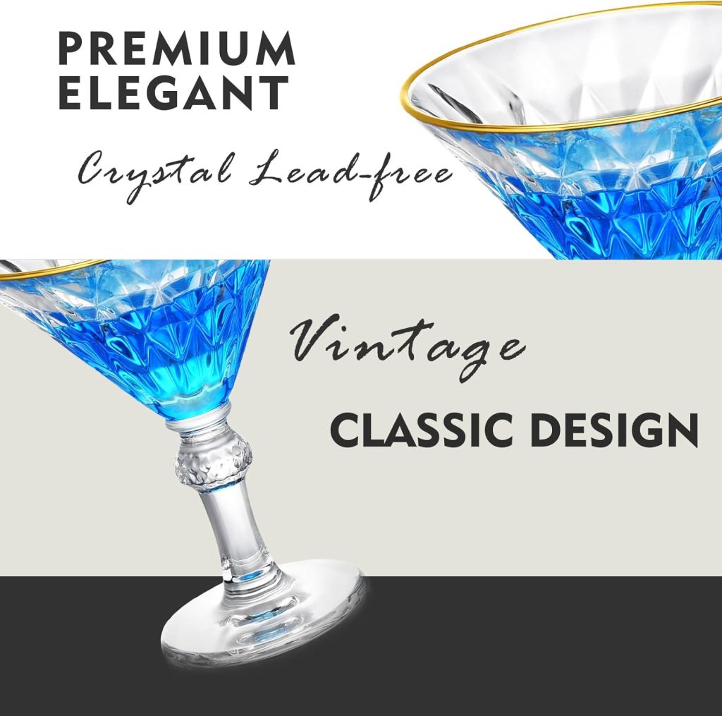 ROXBURGH Gold Rim Martini Glasses, 10 OZ Lead-Free Crystal Coupe Glass Set of 2, Vintage Design Coupe Cocktail Glass, Crystal Champagne Glasses, Martini Glass set for Bar, Fancy Birthday Gifts, Large ROXBURGH Gold Rim Martini Glasses, 10 OZ Lead-Free Crystal Coupe Glass Set of 2, Vintage Design Coupe Cocktail Glass, Crystal Champagne Glasses, Martini Glass set for Bar, Fancy Birthday Gifts, Large