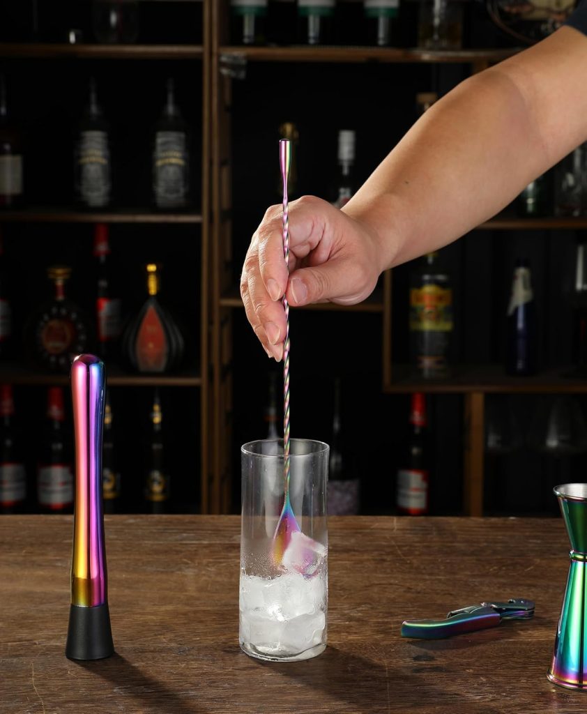 Cocktail Shaker Set - 13-Piece Bar Accessories Kit w/Weighted Boston Shaker, Strainer, Jigger, Muddler,Mixing Spoon and More - Home Bartending Tools, Accessories for Bartender, Rainbow Cocktail Shaker Set - 13-Piece Bar Accessories Kit w/Weighted Boston Shaker, Strainer, Jigger, Muddler,Mixing Spoon and More - Home Bartending Tools, Accessories for Bartender, Rainbow