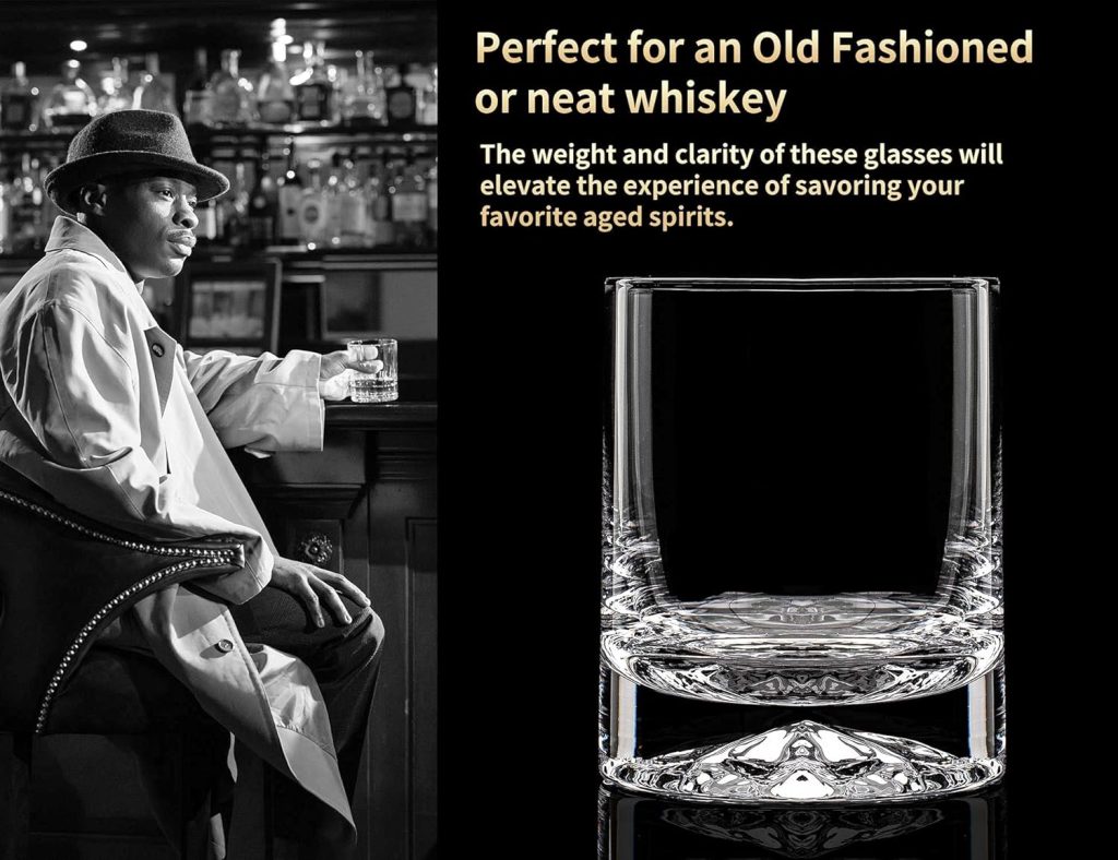 JBHO Hand Blown Crystal Double Old Fashioned Cocktail, Solid Whiskey Glasses, Rocks Glasses, Lowball Glasses - 12 Ounce - set of 2 - Perfect Size for Oversized Ice Cubes JBHO Hand Blown Crystal Double Old Fashioned Cocktail, Solid Whiskey Glasses, Rocks Glasses, Lowball Glasses - 12 Ounce - set of 2 - Perfect Size for Oversized Ice Cubes