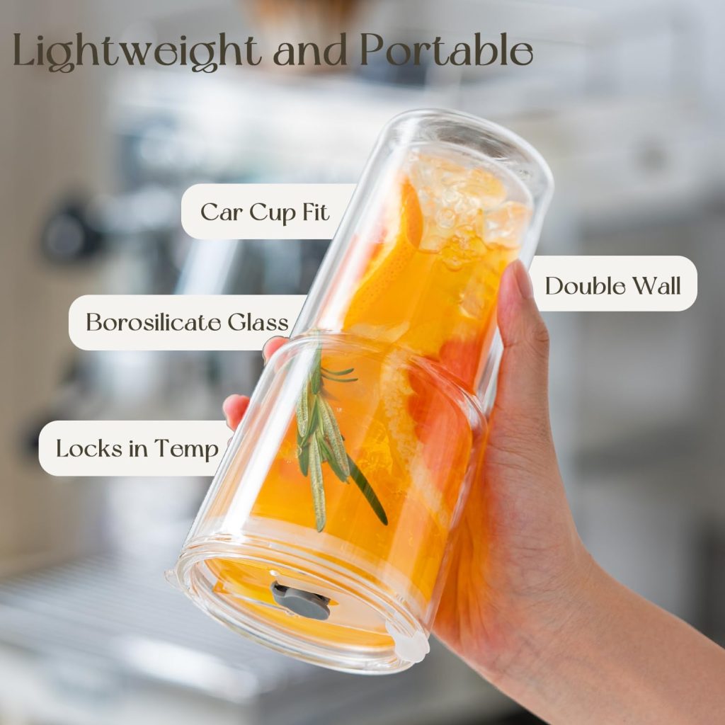 KEMORELA 2PCS 20oz Double Wall Glass Tumblers with Lids and Straws – Insulated Borosilicate Glass Matcha Cups for Iced Matcha Latte, Smoothies, Reusable Travel Glass Cups – Leak Proof 2-in-1 Lid KEMORELA 2PCS 20oz Double Wall Glass Tumblers with Lids and Straws – Insulated Borosilicate Glass Matcha Cups for Iced Matcha Latte, Smoothies, Reusable Travel Glass Cups – Leak Proof 2-in-1 Lid