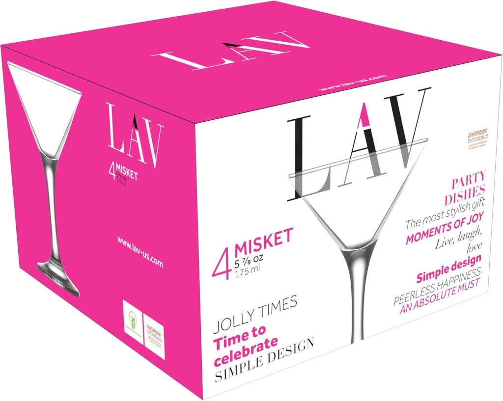 LAV Martini Glasses Set of 4 - Martini Cocktail Glass Set 6 oz - Cosmopolitan Glasses for Elegant Cocktails - Classic Cocktail Glasses with Chic Design for Home Parties LAV Martini Glasses Set of 4 - Martini Cocktail Glass Set 6 oz - Cosmopolitan Glasses for Elegant Cocktails - Classic Cocktail Glasses with Chic Design for Home Parties