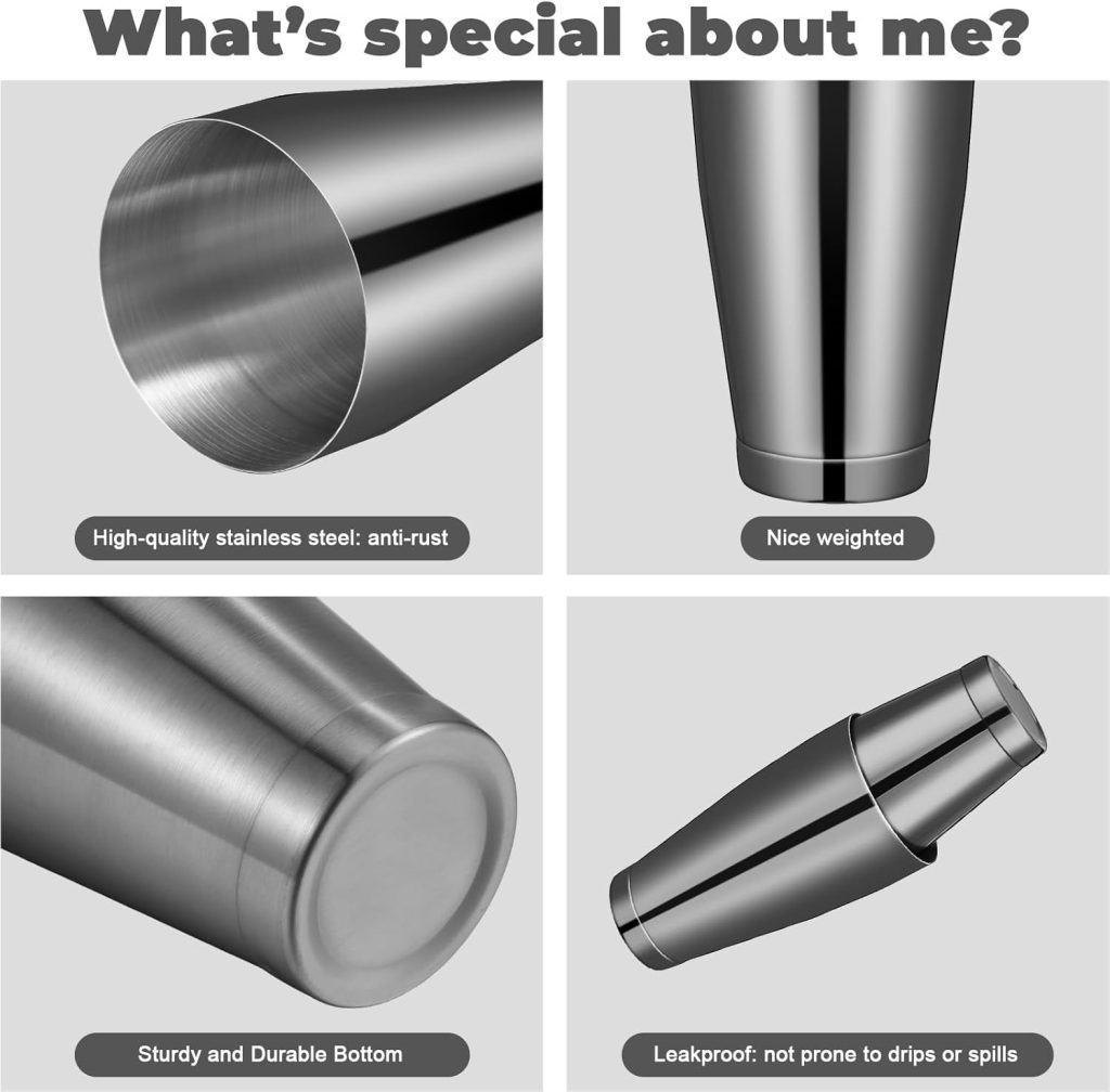 Sabary 6 Pcs Cocktail Shakers Professional Bar Shaker Boston Set Stainless Steel Martini Drink Mixer Basic Tool Weighted Shake Metal Can Cocktail Shaker Set, 18 Oz, 28 oz (Black) Sabary 6 Pcs Cocktail Shakers Professional Bar Shaker Boston Set Stainless Steel Martini Drink Mixer Basic Tool Weighted Shake Metal Can Cocktail Shaker Set, 18 Oz, 28 oz (Black)