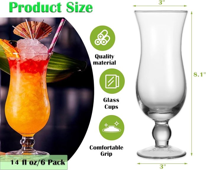 cheardia-pack-hurricane-glass-oz-pina-colada-glasses-clear-tulip-drinking-cups-for-juices-cocktails-full-bodied-beer-tro-2