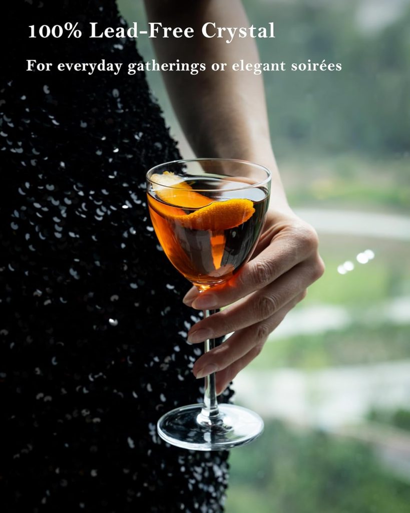 GIHOP Nick and Nora Cocktail Glasses, 5.8Oz Hand Blown Martini Glasses Set of 4, 100% Lead-Free Crystal Coupe Glassware, Small Cocktail Glasses for Manhattan, Cosmopolitan, Espresso with Gift Box GIHOP Nick and Nora Cocktail Glasses, 5.8Oz Hand Blown Martini Glasses Set of 4, 100% Lead-Free Crystal Coupe Glassware, Small Cocktail Glasses for Manhattan, Cosmopolitan, Espresso with Gift Box