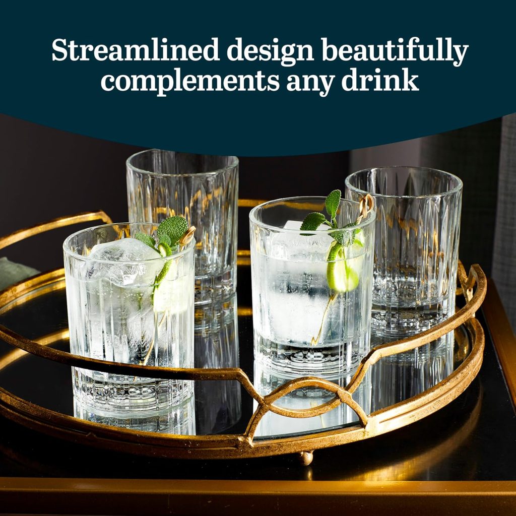 Libbey Flashback Double Old Fashioned Glasses, Classic Ridged, Cut Cocktail Glasses Set of 4, Vintage Whiskey Glasses Set for Cocktails, Mixed Drinks Libbey Flashback Double Old Fashioned Glasses, Classic Ridged, Cut Cocktail Glasses Set of 4, Vintage Whiskey Glasses Set for Cocktails, Mixed Drinks