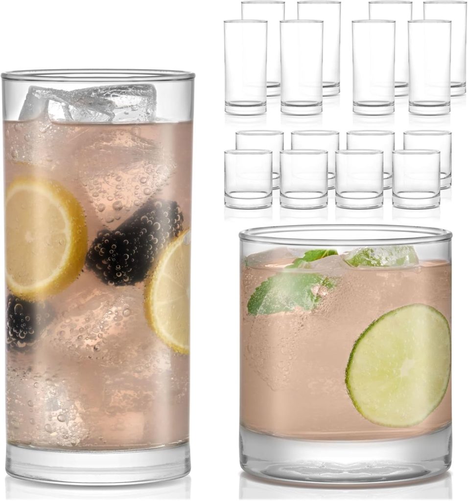 Libbey Province Tumbler and Rocks Glass Set, Elegant Drinkware Glasses Set of 16, Tall Drinking Glasses for Everyday Use or Any Special Occasion Libbey Province Tumbler and Rocks Glass Set, Elegant Drinkware Glasses Set of 16, Tall Drinking Glasses for Everyday Use or Any Special Occasion
