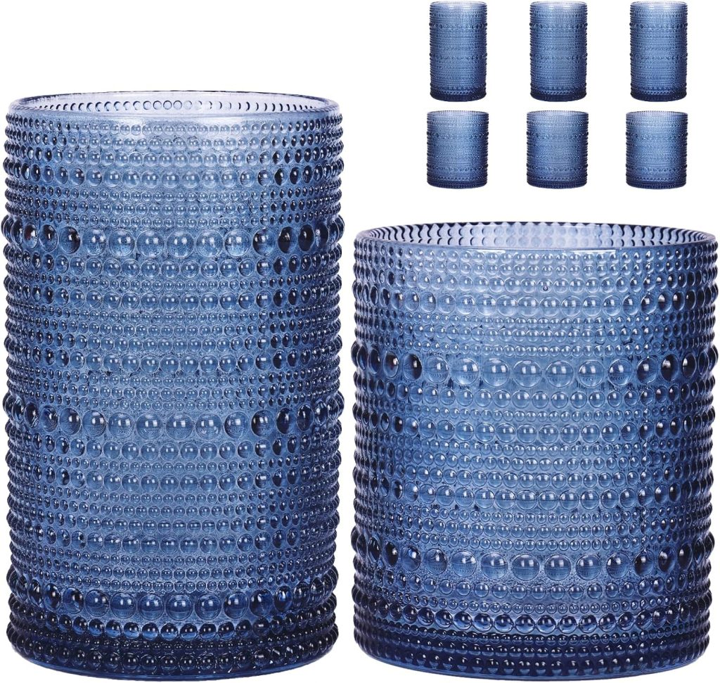 Moretoes Hobnail Drinking Glasses Set of 12, Oz Highball Glasses Oz Cocktail Glasses, Clear Embossed Boho Glass Cups Kitchen Bar Tumbler Glassware Set for Whiskey, Beer, Juice, Milk Moretoes Hobnail Drinking Glasses Set of 12, Oz Highball Glasses Oz Cocktail Glasses, Clear Embossed Boho Glass Cups Kitchen Bar Tumbler Glassware Set for Whiskey, Beer, Juice, Milk