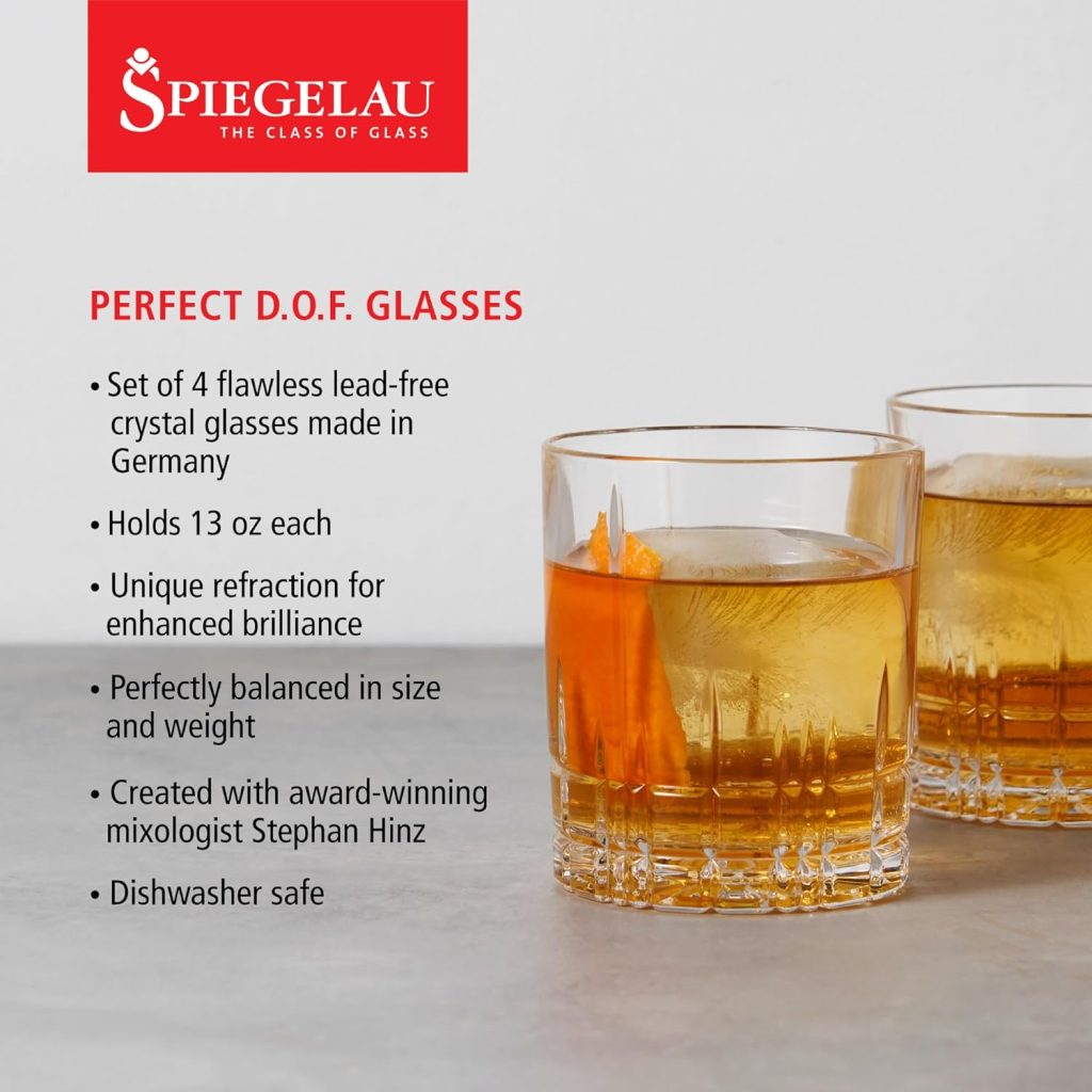 Spiegelau Perfect Serve Double Old Fashioned Glasses Set of – Heavy Base Crystal Whiskey Glasses for Scotch, Bourbon Cocktails – Lead-Free Crystal Tumbler Set Spiegelau Perfect Serve Double Old Fashioned Glasses Set of – Heavy Base Crystal Whiskey Glasses for Scotch, Bourbon Cocktails – Lead-Free Crystal Tumbler Set